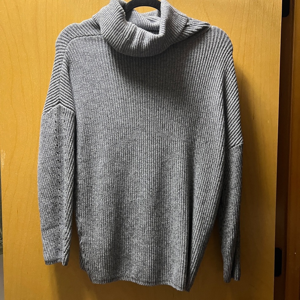 Reserved Ribbed Gray Cowl Neck Sweater